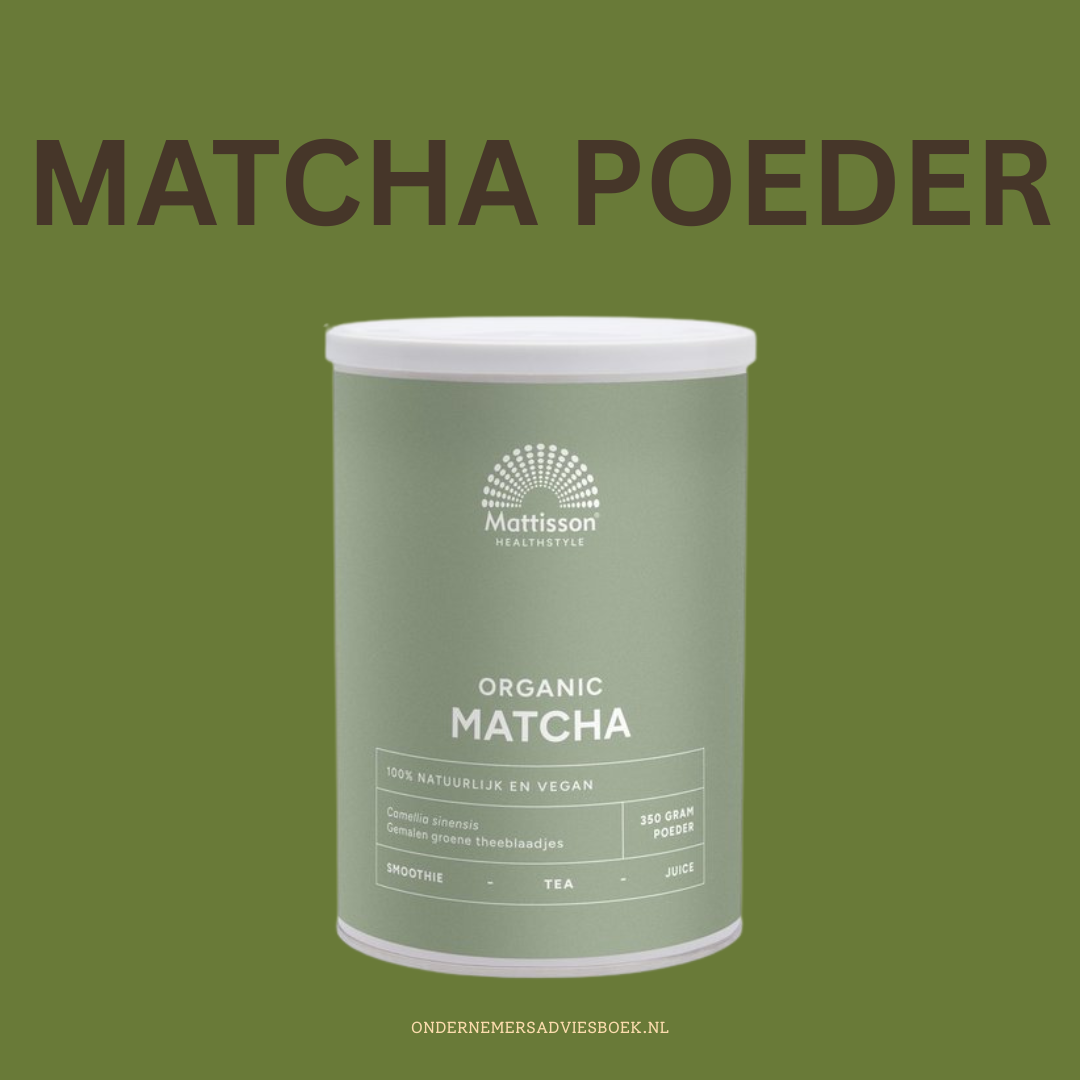 Matcha poeder biologisch van gemalen groene thee