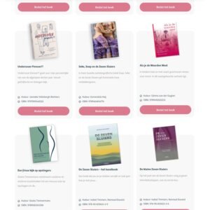 Een frisse kijk op opvliegers - Gisela Timmermans De Goede moeder - Chantal van Doesburgh Onverbloemd - Annet Beskers Man. SEKS. De missing link - A. Groenendaal en R. Eleveld E-book en paperback. Liefdesbang – Overwin verlatings- en bindingsangst – Hannah Cuppen. Helpt patronen te herkennen, je hart te openen en meer zelfliefde en verbinding te ervaren. Liefdeskunst – Werkboek bij Liefdesbang – praktische opdrachten en reflecties om je groei actief te ondersteunen. Liefdesbang in het blauw & Roze - Hannah Cuppen. Luister hier de podcast met Hannah over dit boek. Undercover Forever - Janneke Vollebergh-Barbiers De zeven sluiers het handboek - Isabel Timmers en Reinoud Eleveld (de kleine versie Ebook) De kunst van zelfbeminning, Op weg naar wijsheid en de zeven sluiers (los en in 3 pakket) Het is kennelijk zo bedoeld - Esmeralda Heij Op weg naar Wijsheid - Jacobs - Eleveld Vreemdgaan: in 5 stappen Samen verder - Jaqueline Evers Seks, Soep en de zeven sluiers - Esmeralda Heij Negen geheimen van de vrouw - Hermelijn van der Meijden Als je woorden weet - Gérina van der Gugten