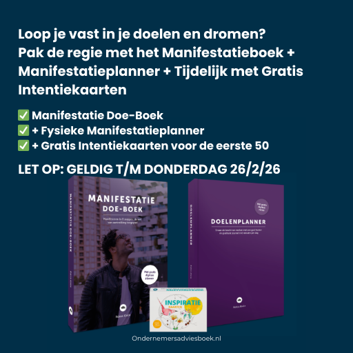 Manifestatiepakket met Manifestatieplanner en werkboek voor ondernemers met gratis intentiekaarten t/m 26 februari.