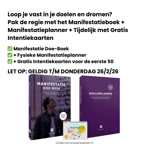 Manifestatiepakket met Manifestatieplanner en werkboek voor ondernemers met gratis intentiekaarten t/m 26 februari. Bestel nu